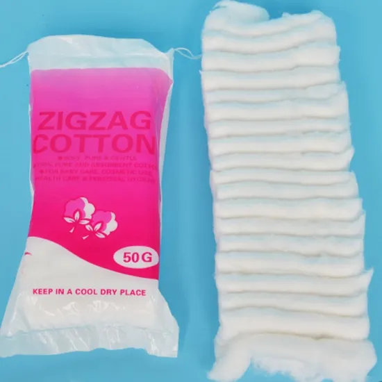 Factory Wholesales Medical Absorbent Pure Bleached Cotton Folded Medical Absorbent Zigzag Cotton Wool